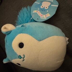 Squishmallows Squirrel Santiago Blue and White Plush Mini